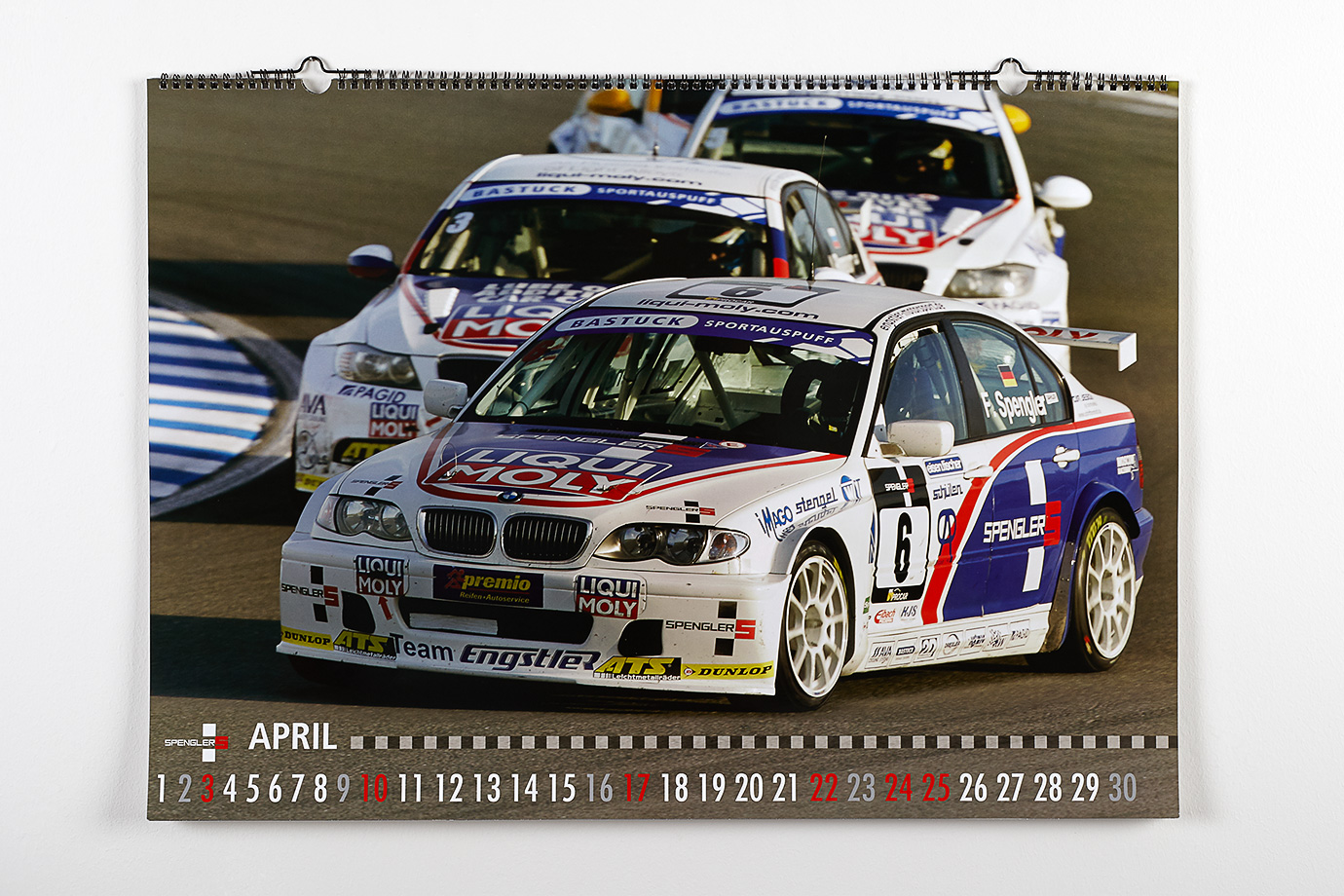 Jahreskalender mit Rennsportmotiven, Monatsblatt April